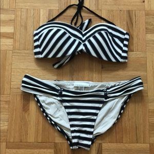 Robin Piccone black and white striped bikini set